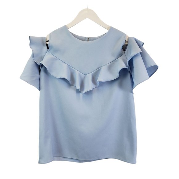 Pinkyotto Tops - Pinkyotto Cold Shoulder Ruffle Trim Top